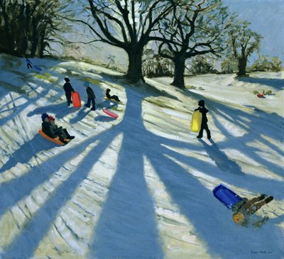 Winter Tree, Snow Sledgers, Calke Abbey, Derby by Andrew Macara